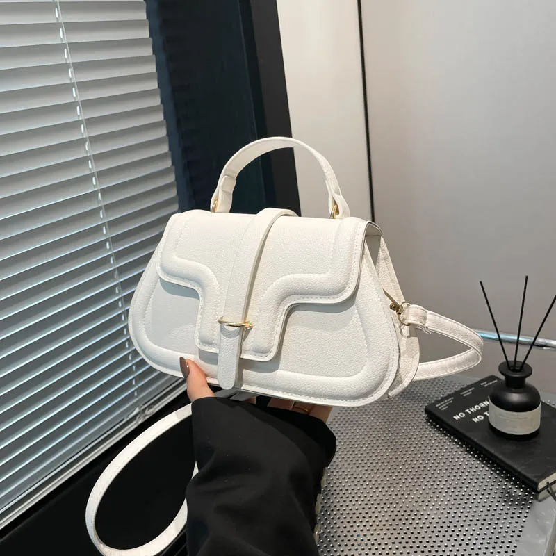 Stylish Minimalist Casual Western-style Small Square Crossbody Or Shoulder Bag - White