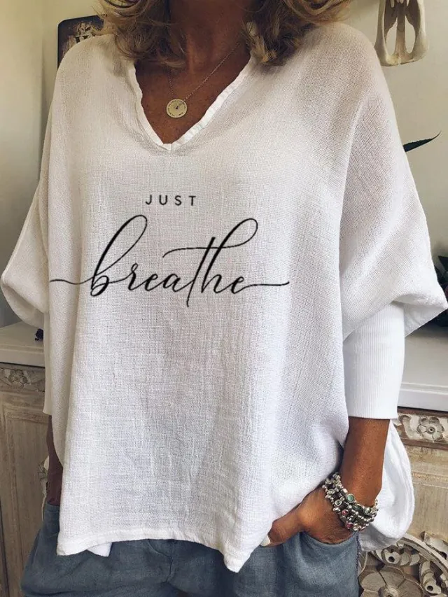 Street Hipster V neck Long Sleeve Loose Top Summer Style 2 - Shop at LoveMi