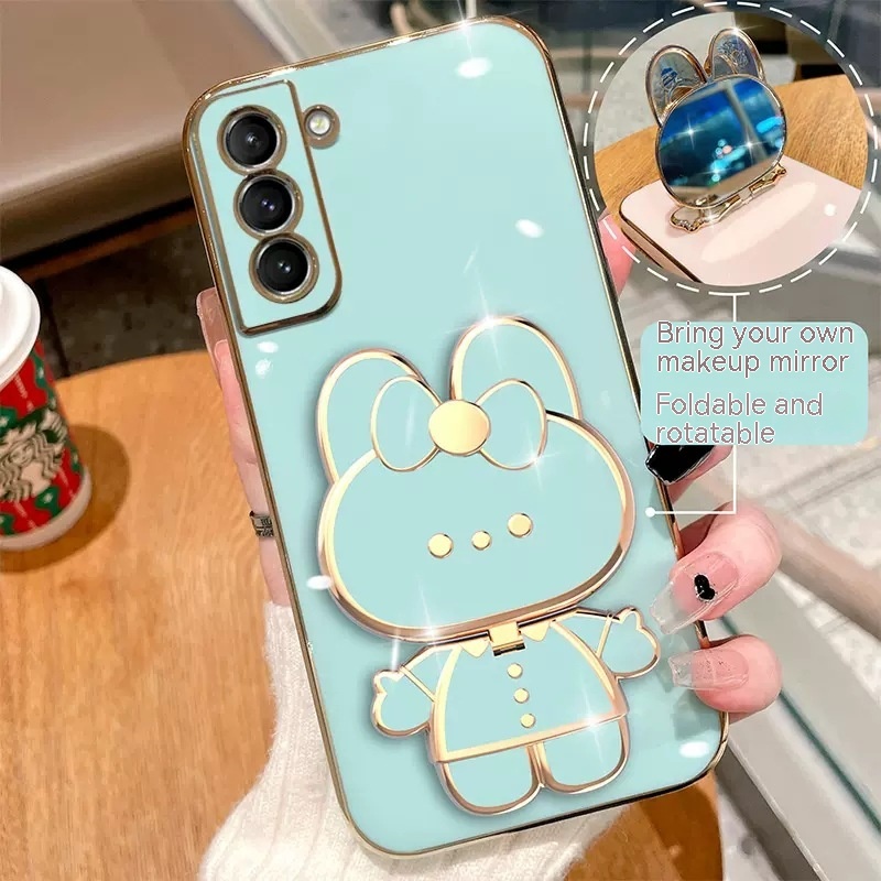 Straight Edge Plating 6D Phone Case S22 Rabbit Makeup Mirror Protective Sleeve - Image 6