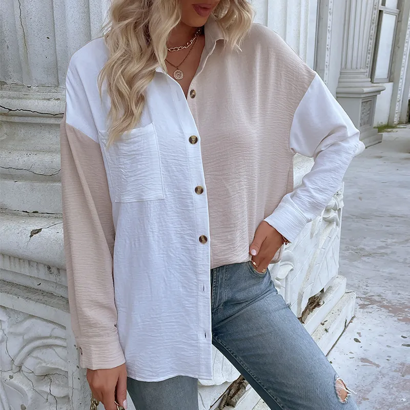 New European And American Cardigan Shirt Long Sleeve Casual Multicolor Shirt For Women - Multicolor