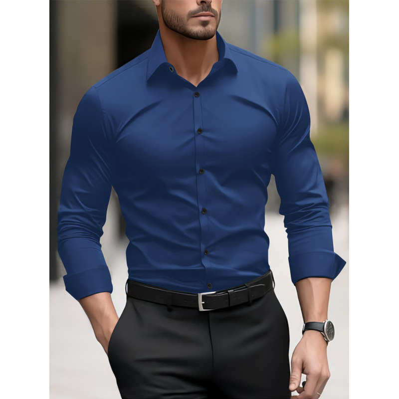 Men's Pigment Business Casual Long Sleeve Shirt