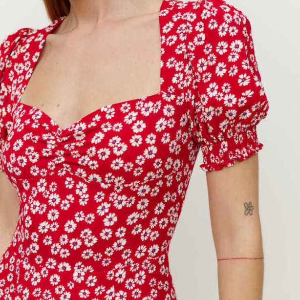 Women's Floral Print Slit Long Dress