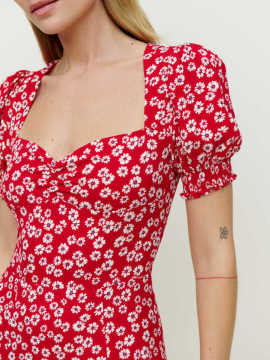 Women's Floral Print Slit Long Dress