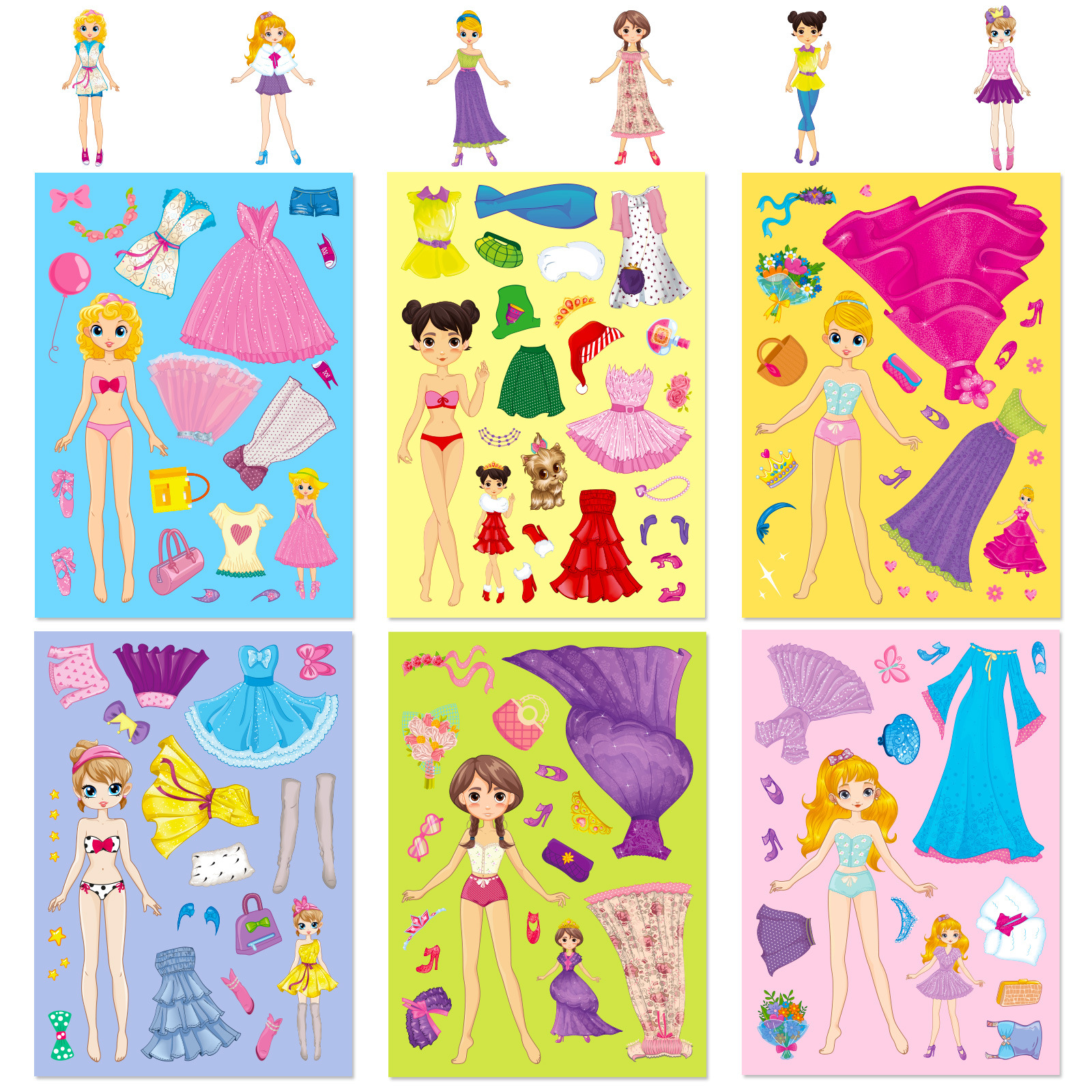 Title 5, 6 Sheetspack Princess Face Changing Stickers C...