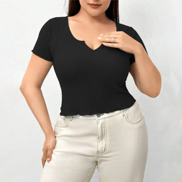 Breathable Slim Temperament Solid Color T shirt Top Black - Shop at LoveMi