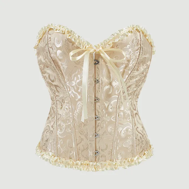 Cinched waist Court style Corset Vest Vintage Design Beige - Shop at LoveMi