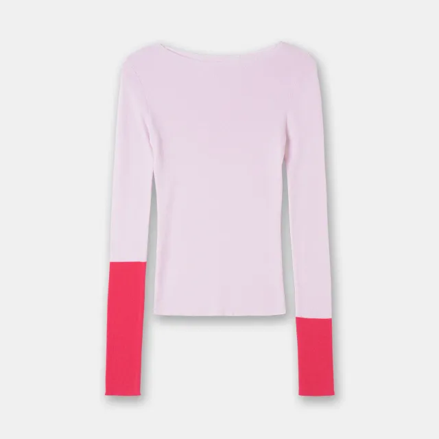 Women's Autumn 23 New Long Sleeve Inner Wear High grade Cuff Splicing Knitwear Wool Base Shirt Pink - Shop at LoveMi