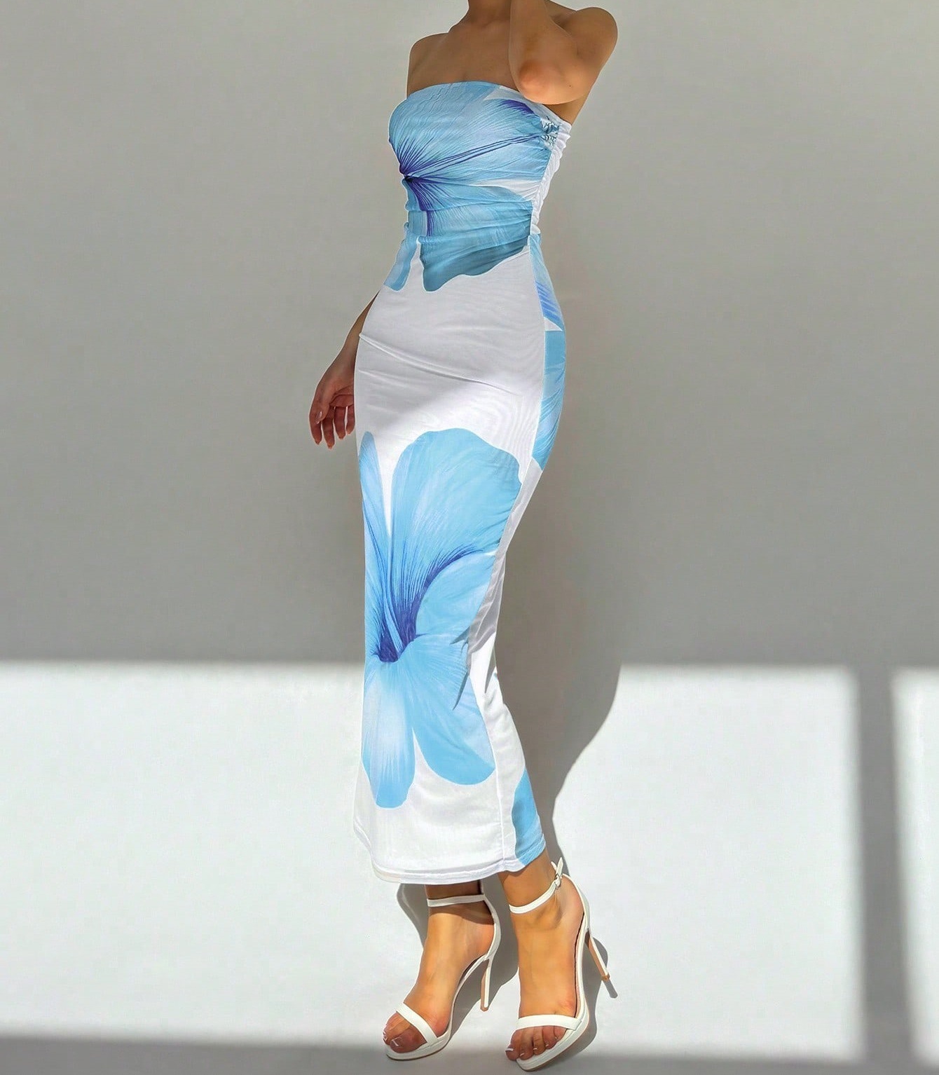 New Women's Slim-fit Contrast Colors Floral Print Dress - Image 9