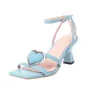 Foreign Trade Cross-Border Heart-Shaped Decorative Square-Toe Buckle Sandals view 4