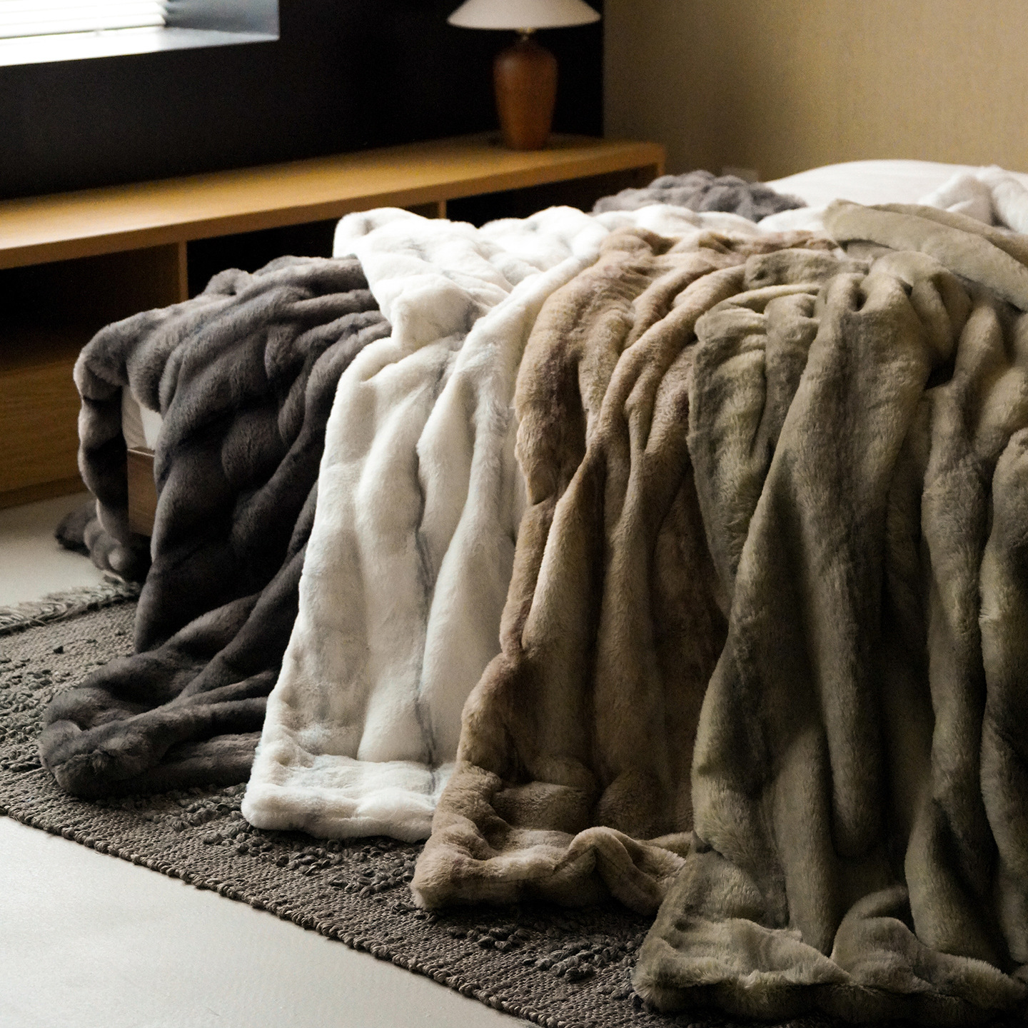 American-style Light Luxury Rabbit Fur High-end Thickened Warm Fleece Blanket