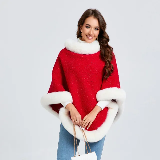 Christmas Style Festive Red Pullover Cape Red - Shop at LoveMi