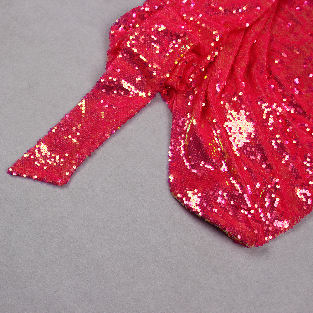 Women's Sequined One-shoulder Dress For Banquet Host Annual Meeting - Image 5