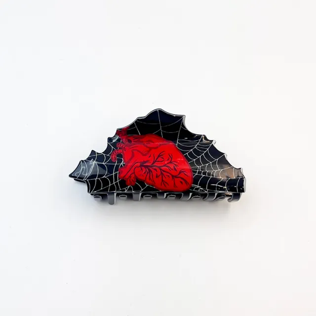 Halloween Grip Acrylic Spider Retro Updo Clip Spider Web Heart 9.5Cm - Shop at LoveMi