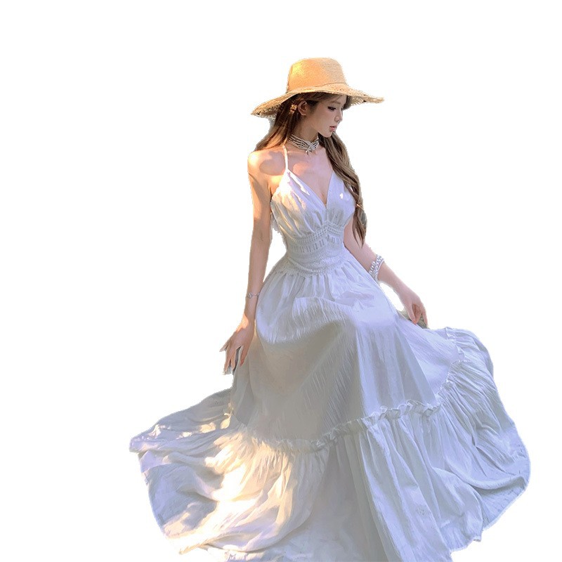 Women's Sexy Backless White Slip Dress 5