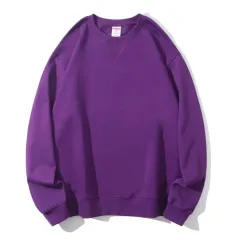 Cotton Heavy Terry Round Neck Men's Sweater Inverted Triangle - Purple - View 1