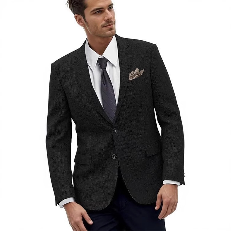 Retro Mens Jacket Slim-Fit Sporty Business Suit Casual Outerwear
