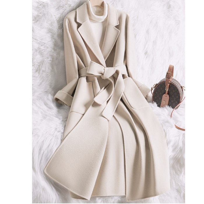 Autumn And Winter Creamy white Temperament Slim fit Woolen Coat Women White - Shop at LoveMi