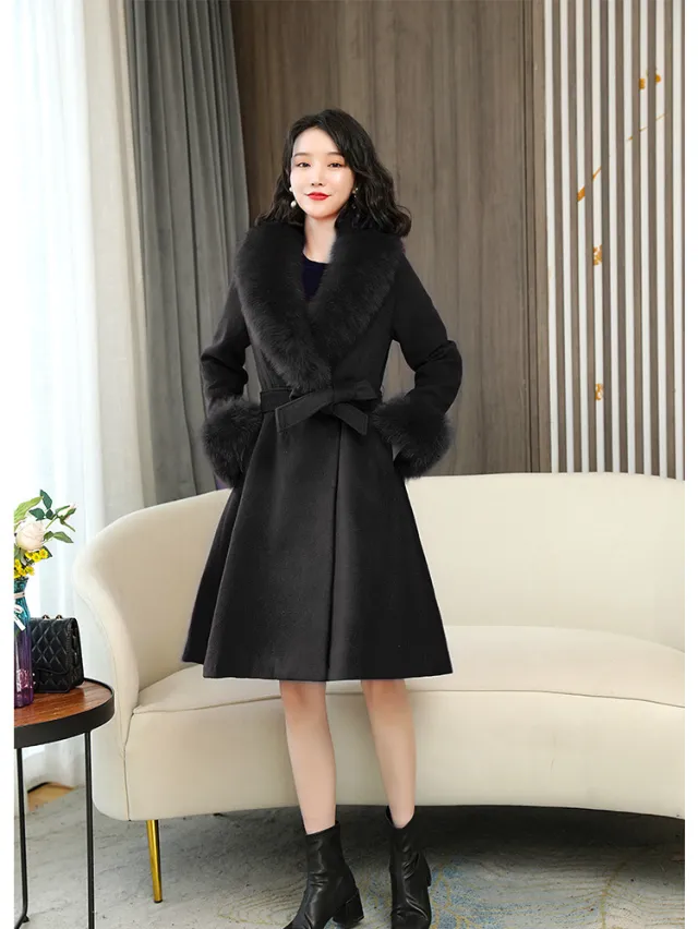 Double sided Woolen Coat Women's Korean style Thickened Black - Shop at LoveMi