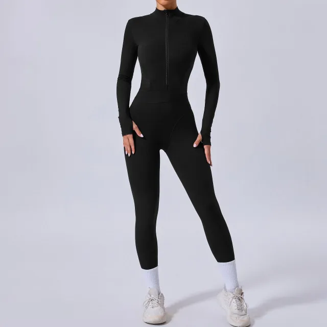 Women's Yoga Jumpsuit Tight Mesh On Both Sides Black - Shop at LoveMi