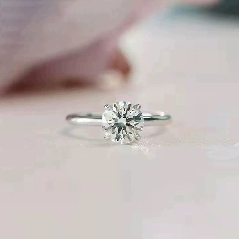 خاتم ماس فضي وردي بتصميم دائري مع زركون 5A