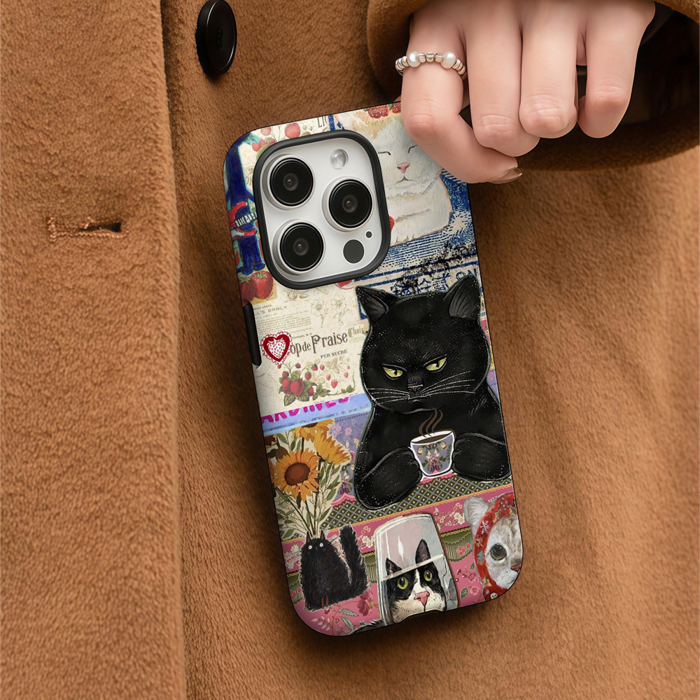 Double-layer Protective Film Cute Cat Phone Case