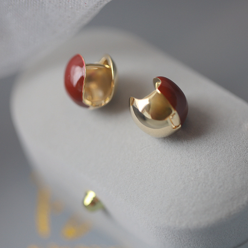 Jequirity Bean Red Ball Ear Clip For Women