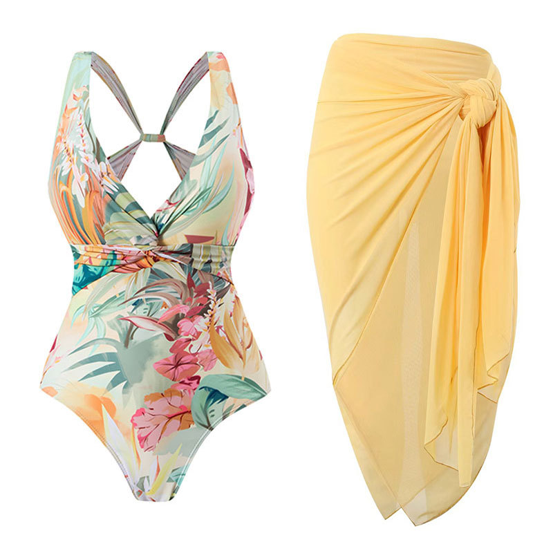 Women's One-piece Swimsuit Conservatively Thin Vintage Print - Image 15