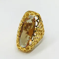 Hand Inlaid Copper-plated 18K Gold Ring For Women - Gold - View 1