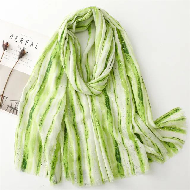 Gilding Bamboo Forest Gradient Burr Silk Scarf Warm Shawl Green - Shop at LoveMi