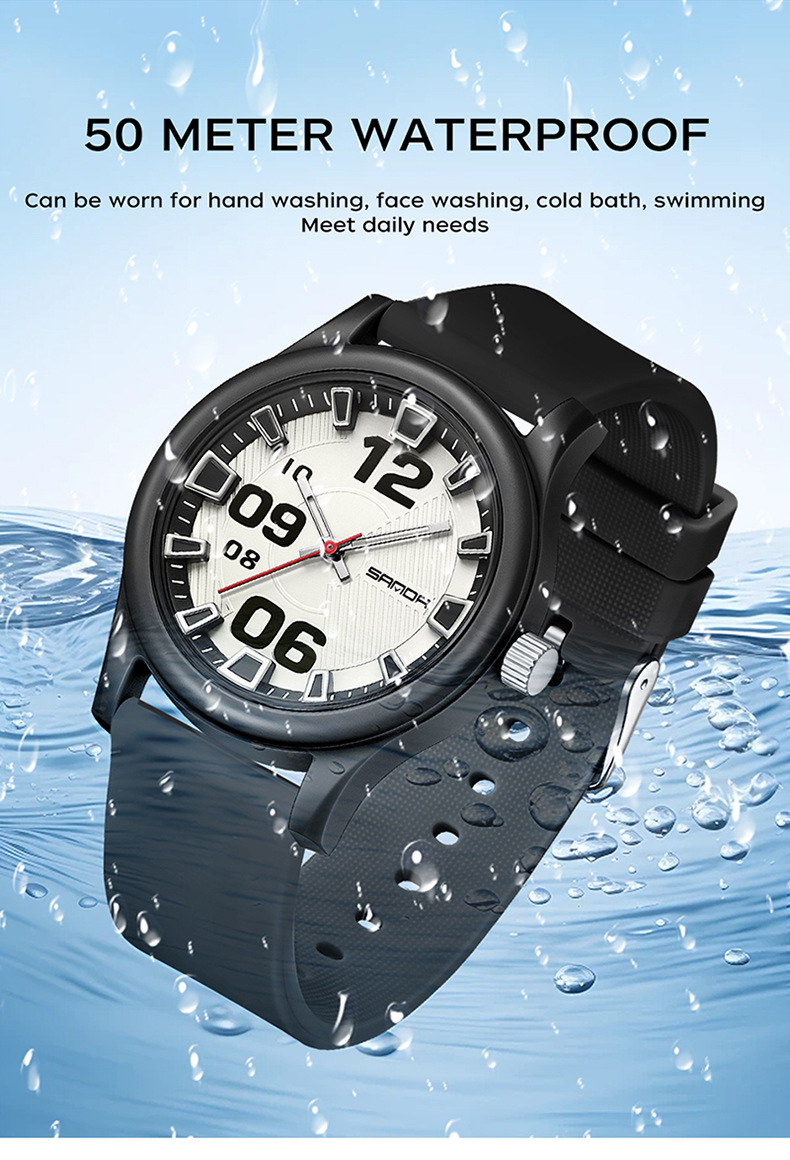 Sanda 3252 Waterproof Silicone Strap Quartz Watch For Teenagers Boys and Girls