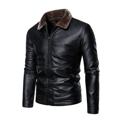 Slim Fit Lapel Business Casual Leather Jacket for Men