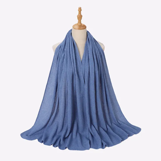 Silver Silk Crumpled Toe Scarf 3 Denim Blue - Shop at LoveMi