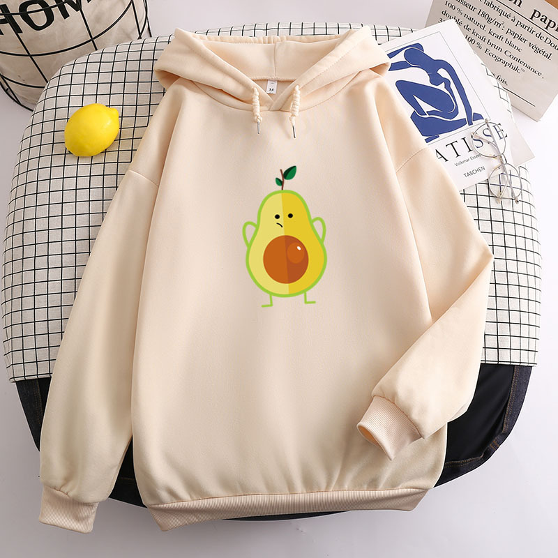 Sweater Avocado Korean Style Student Long Sleeve Casual Pullover No Pocket Hooded Couple's Tops