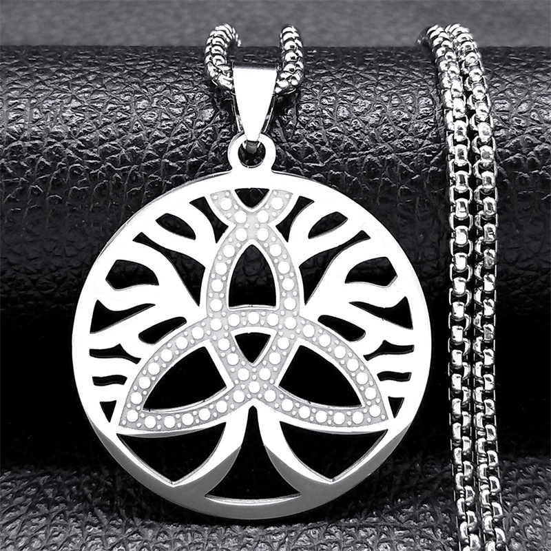Beautiful Tree Of Life Devil Trinity Knot Stainless Steel Necklace