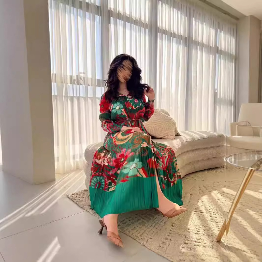 Fashion Pleated Cardigan Dress Women