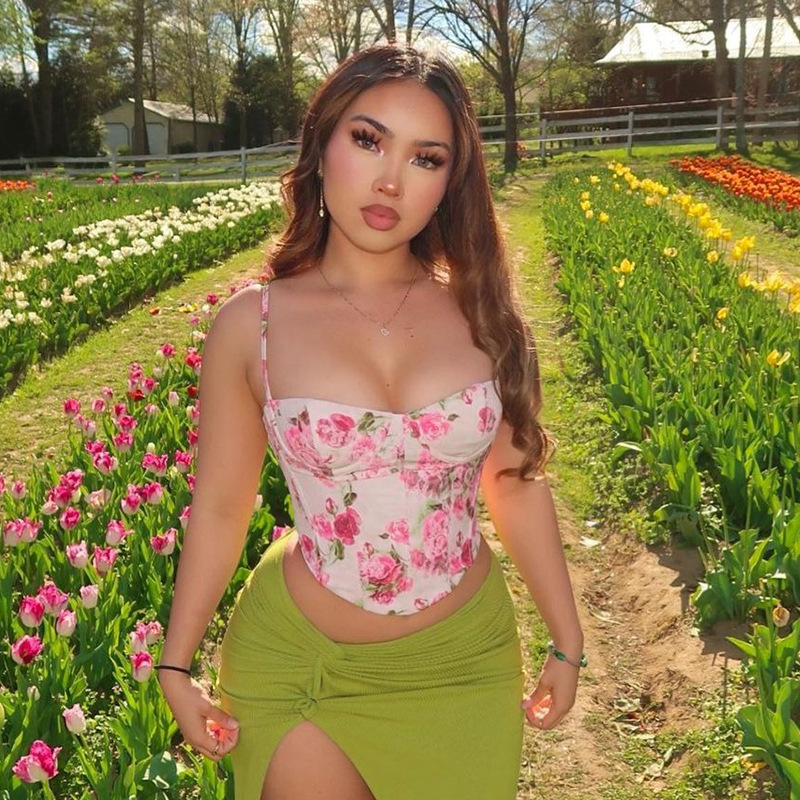 Women's Printed Lace Up Sling Top