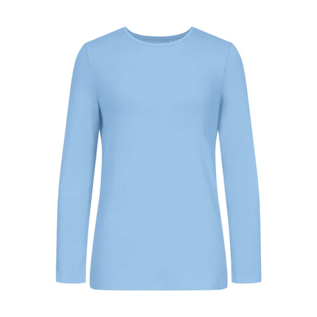 Women's Knitted Stretch Crew Neck T shirt Light Blue - Shop at LoveMi