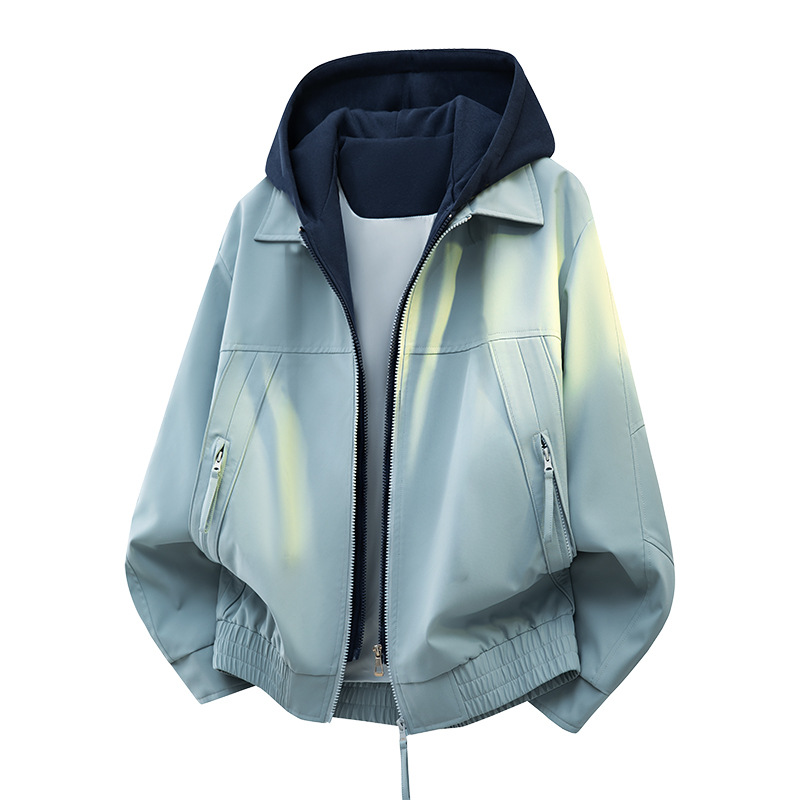 Plus-size Faux Two-piece Mens Lapel Loose-fitting Stand-collar Jacket For Men