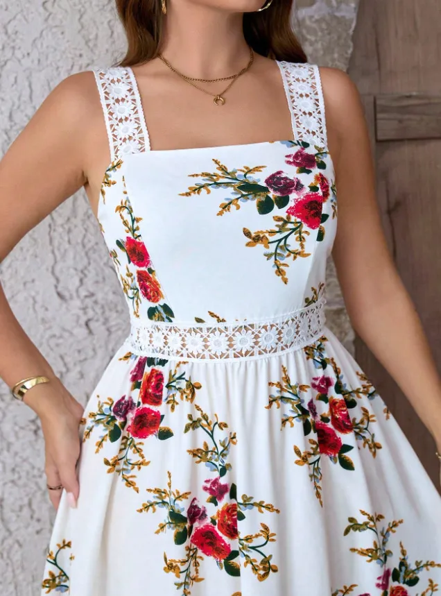Women's Floral Print Casual Dress White - Shop at LoveMi