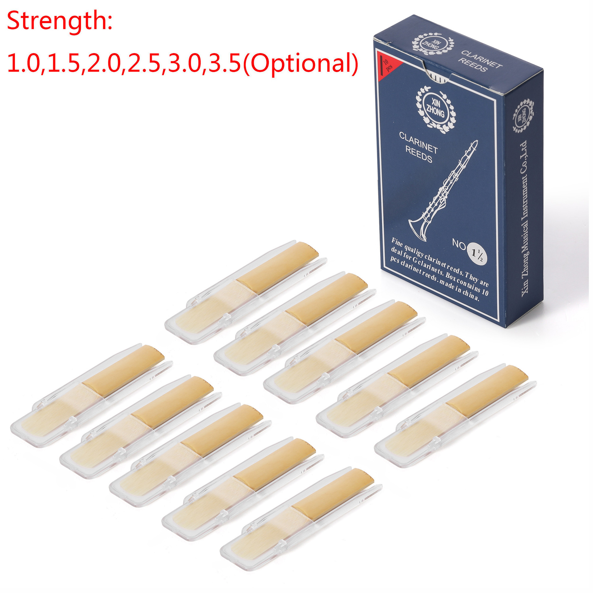 10-piece Clarinet Reeds In Various Hardnesses
