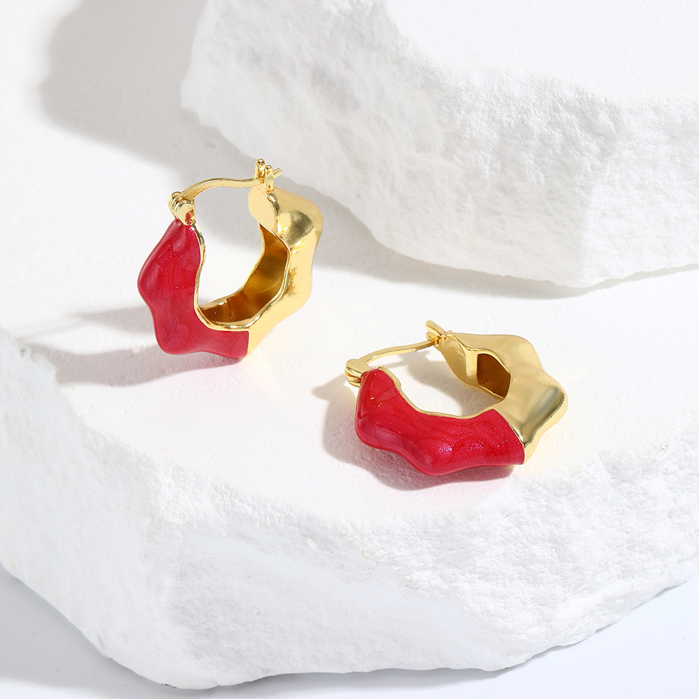 Women's Fashion Wavy Colorful Oil Necklace Earrings