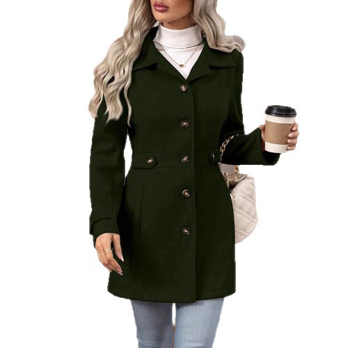 Mid Length Plus Size Wool Coat For Women Lined Wool Outerwear - Image 4