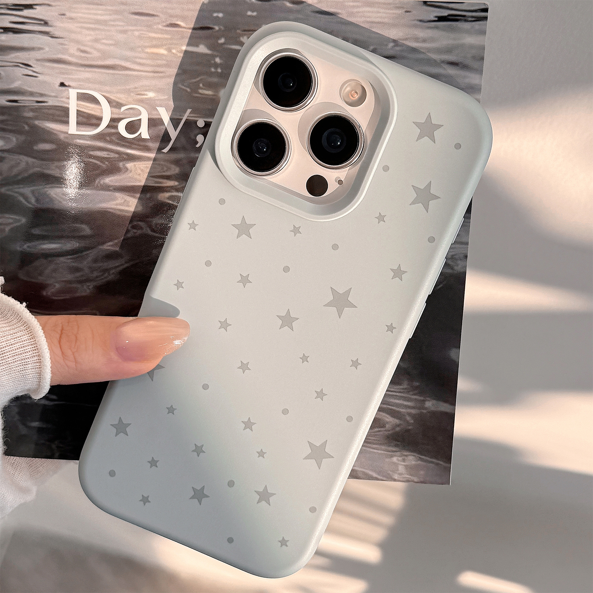 Minimally Designed Ins Grey Star Silicone Phone Case