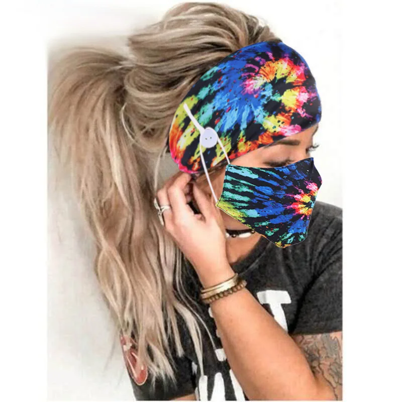 Title 14, Tie-dyed spiral cotton button anti-stroke hair ...