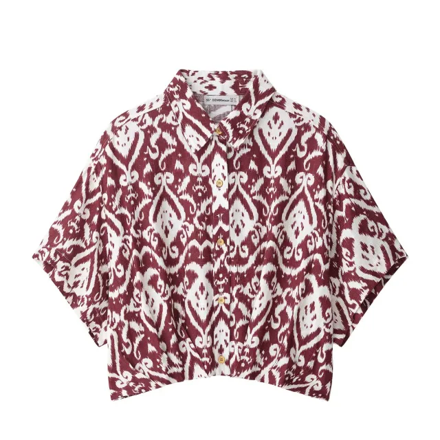Fashion Women's Wear Casual V neck Printed Top Beaded Tassel Printed Dress Red Top - Shop at LoveMi