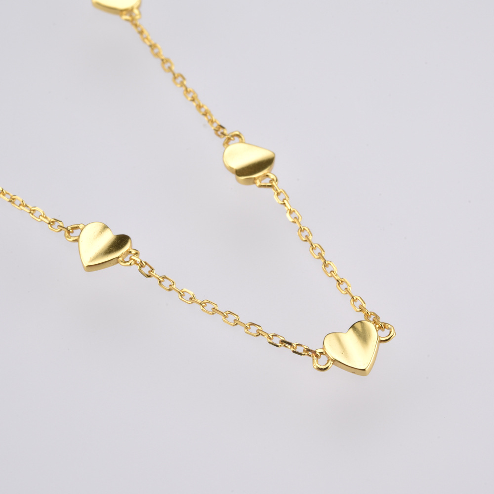 عقد طويل بتصميم القلب المحب من الفضة الاسترلينية S925 للنساء