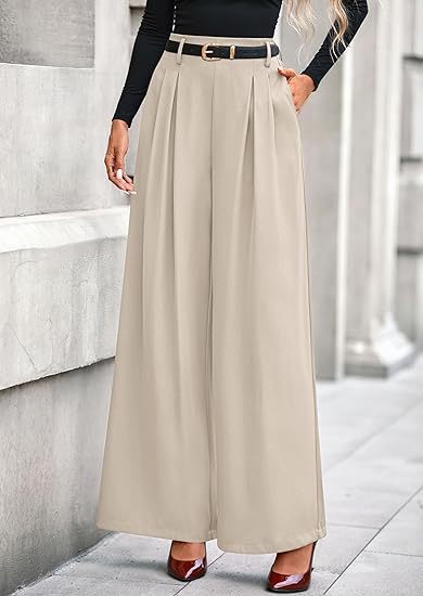 Women's pleated cropped pants – khaki colorway casual everyday outfit