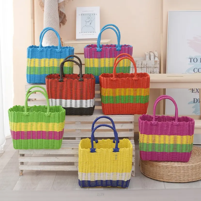 Handheld Plastic Woven Storage Basket