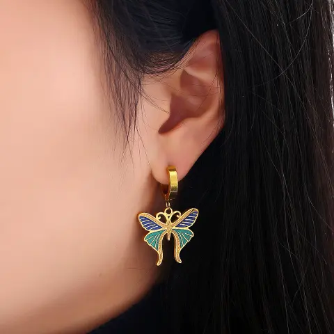 Colorful Oil Necklace Butterfly Earrings High Sense Temperamental Fashionmonger