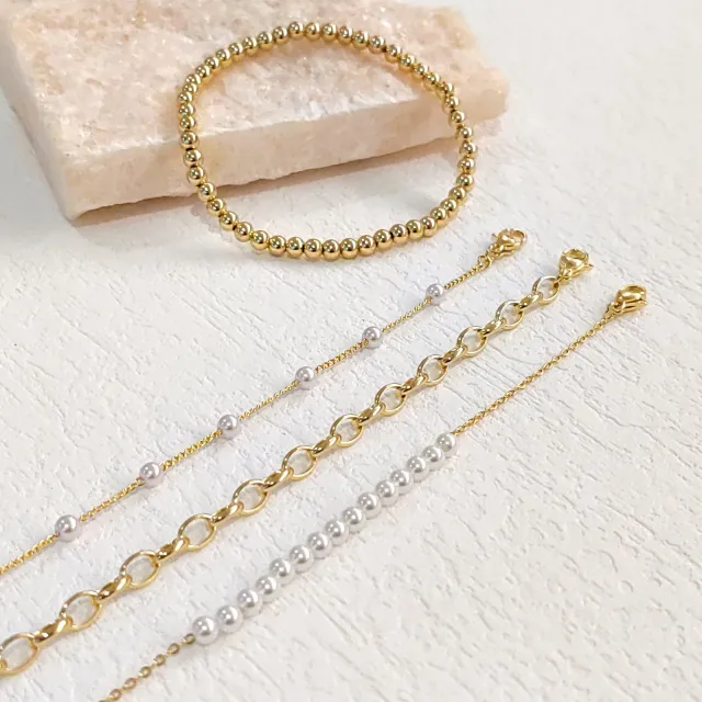Brass Gold Plating Pearl Chain Women's Suit Gold Four Pack - Shop at LoveMi